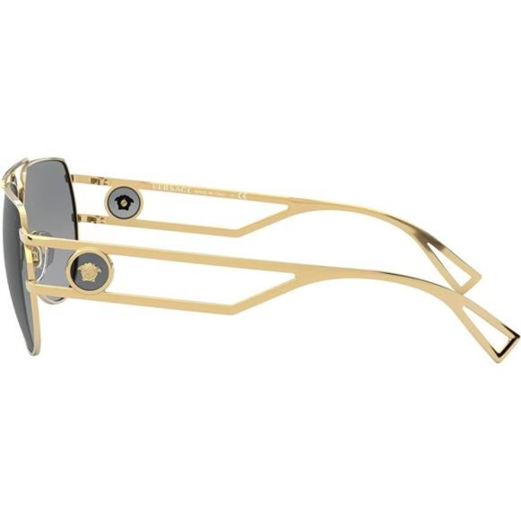 Versace UNISEX Gold Metal Aviator Sunglasses Grey Lens